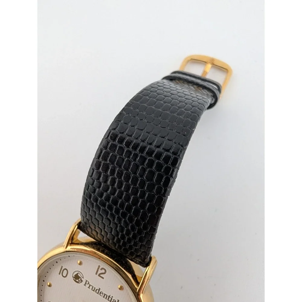 Prudential Watch Men 33mm Gold Case Black Leather Band- New Battery‎